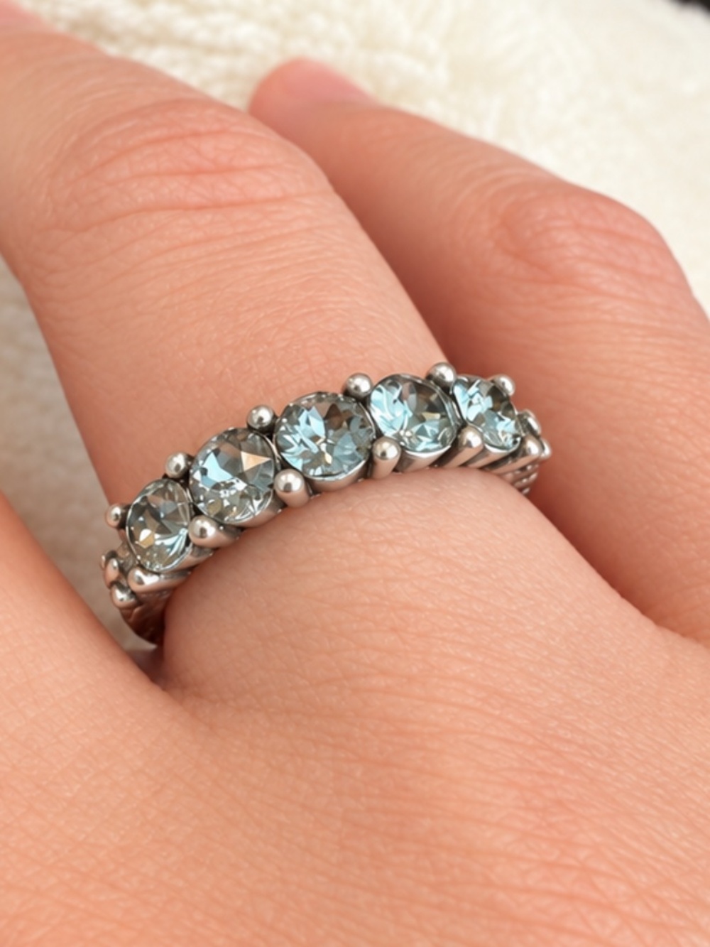 French Kande 5 Swarovski Crystal Stacking Ring